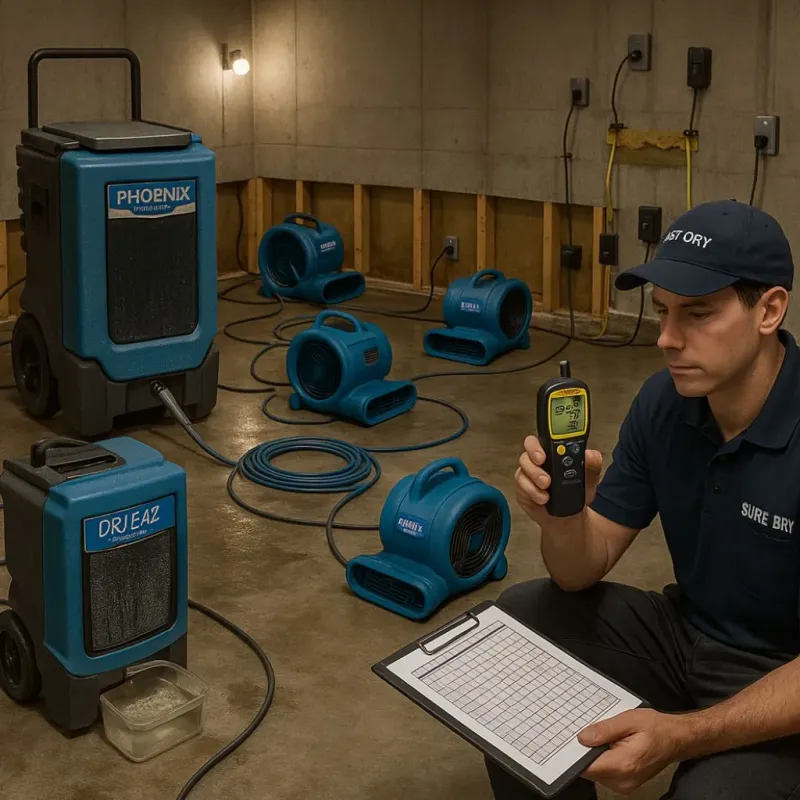 Structural Drying and Dehumidification process in South Lancaster, MA